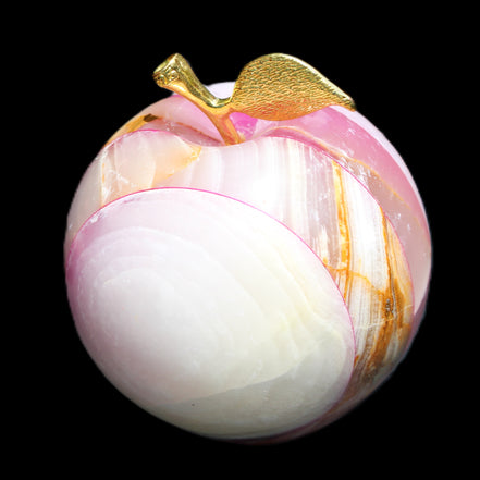 Afghan Jade Onyx hand-carved Apple varieties 75mm 384-414g in sunlight - Rocks and Things Store