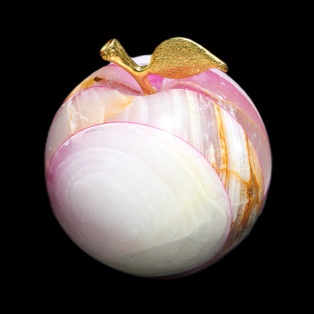 Afghan Jade Onyx hand-carved Apple varieties 75mm 384-414g in sunlight - Rocks and Things Store