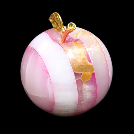 Afghan Jade Onyx hand-carved Apple varieties 75mm 384-414g in sunlight - Rocks and Things Store