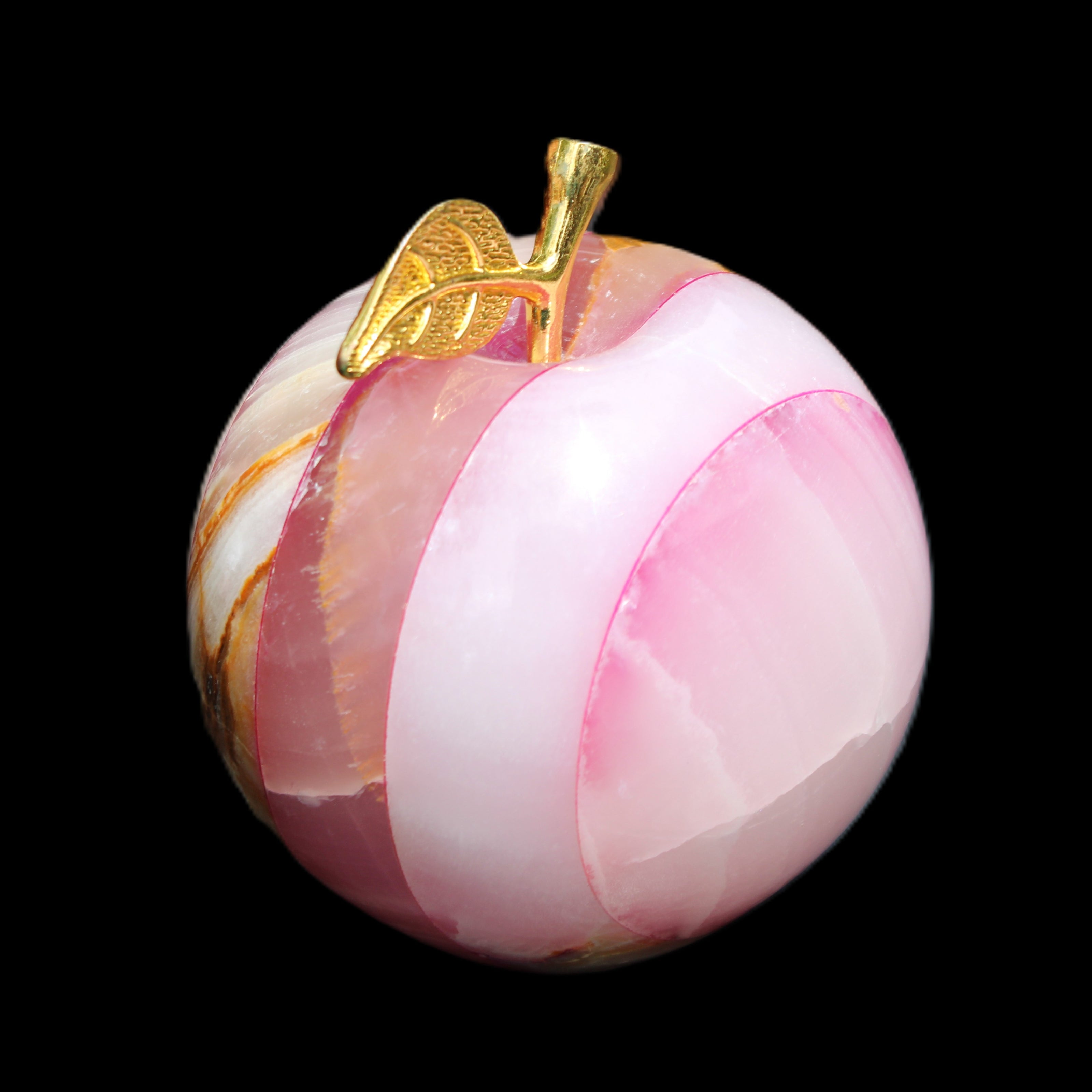 Afghan Jade Onyx hand-carved Apple varieties 75mm 384-414g in sunlight - Rocks and Things Store