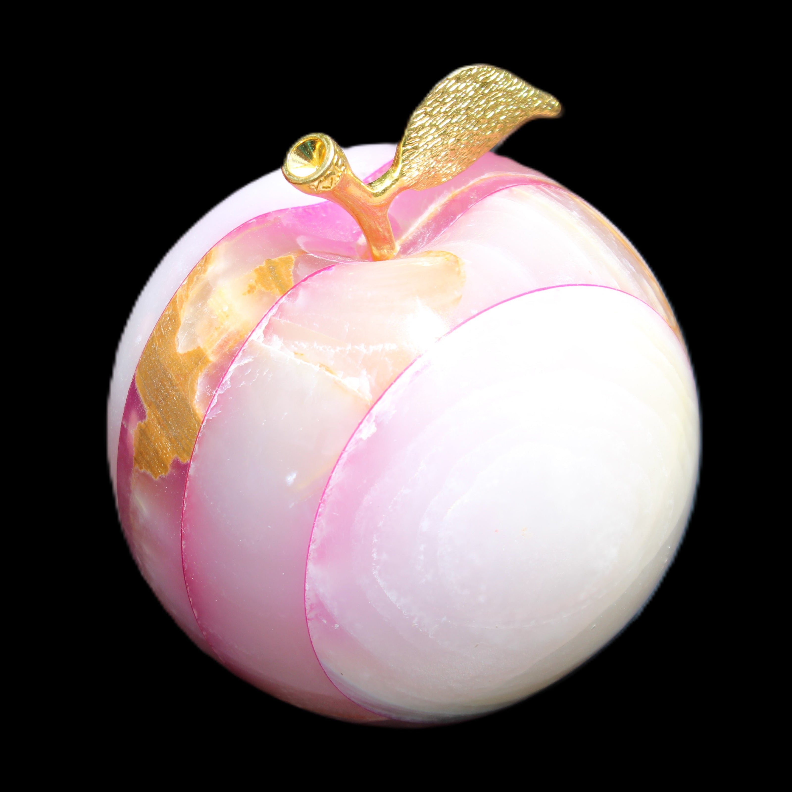 Afghan Jade Onyx hand-carved Apple varieties 75mm 384-414g in sunlight - Rocks and Things Store