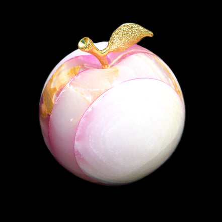 Afghan Jade Onyx hand-carved Apple varieties 75mm 384-414g in sunlight - Rocks and Things Store