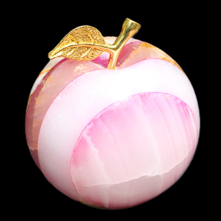 Afghan Jade Onyx hand-carved Apple varieties 75mm 384-414g in sunlight - Rocks and Things Store