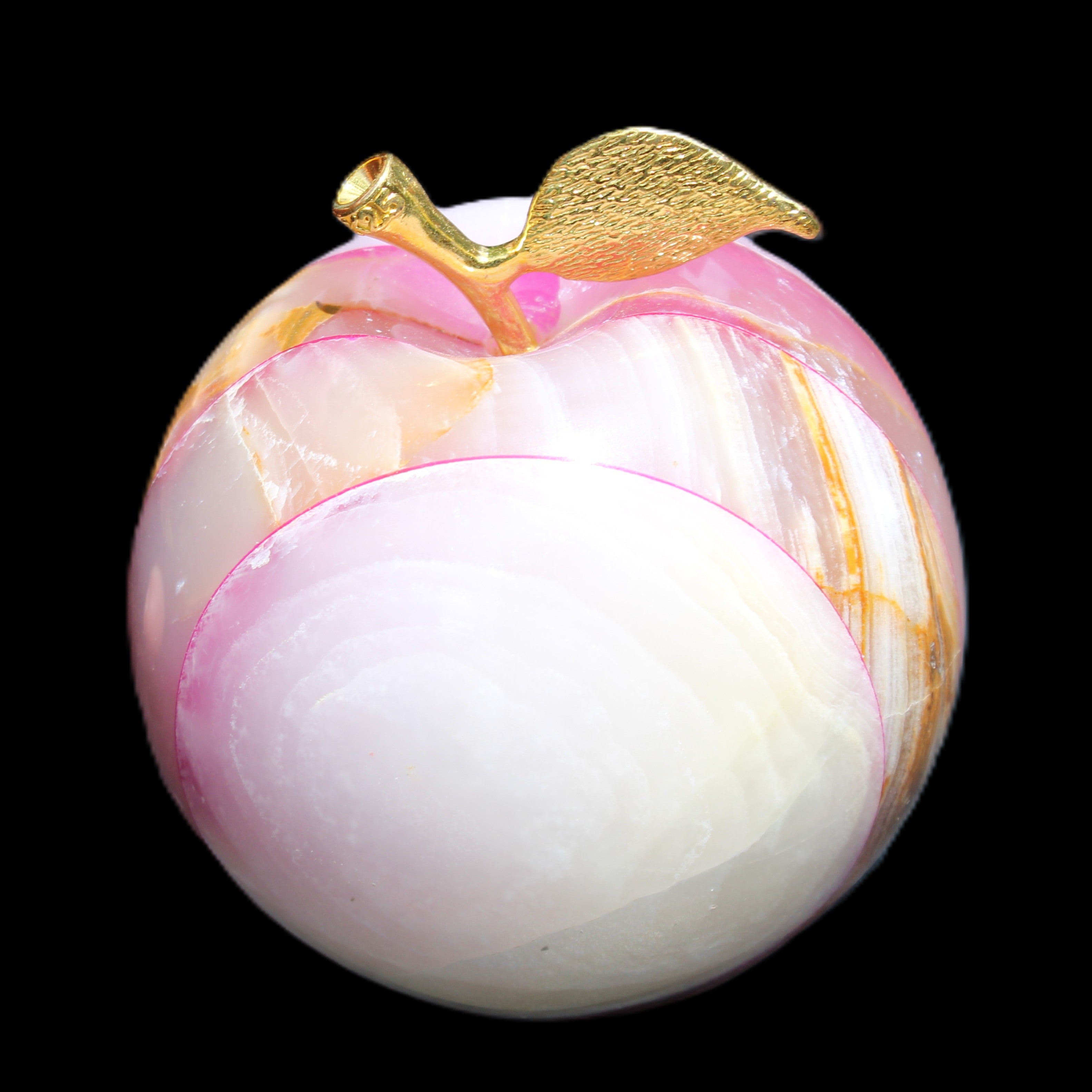 Afghan Jade Onyx hand-carved Apple varieties 75mm 384-414g in sunlight - Rocks and Things Store