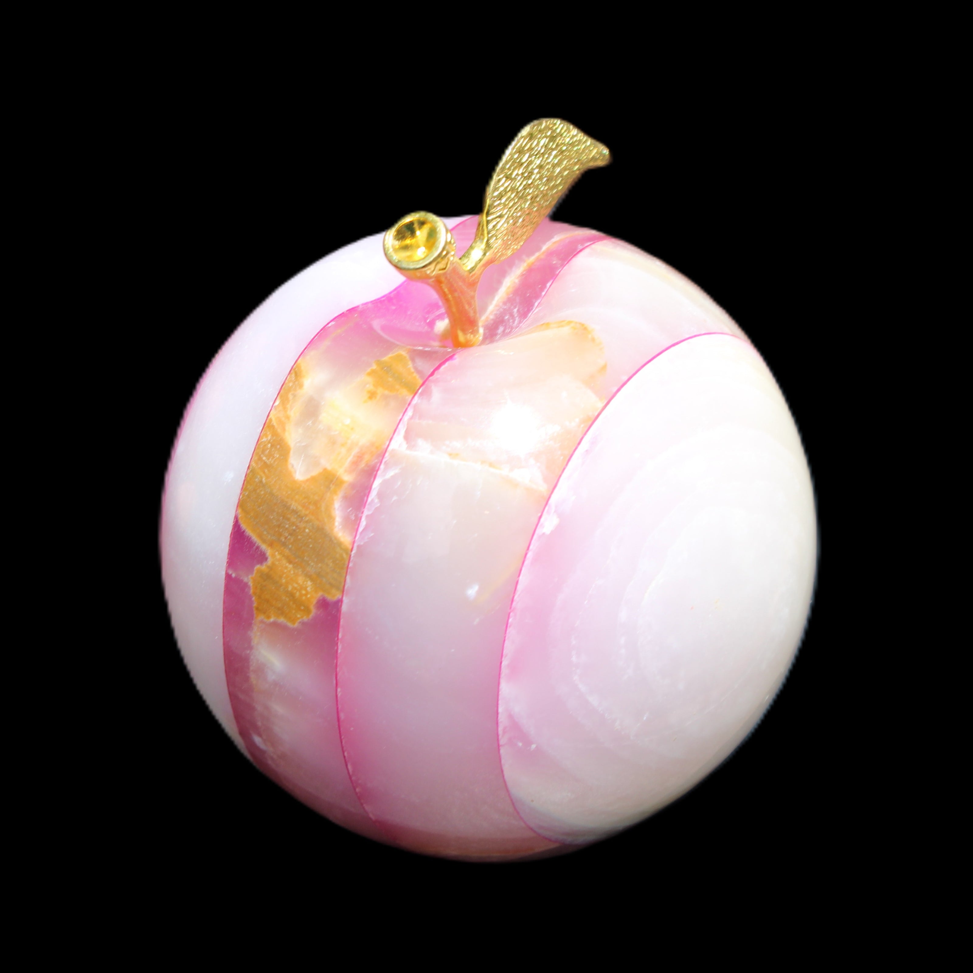 Afghan Jade Onyx hand-carved Apple varieties 75mm 384-414g in sunlight - Rocks and Things Store