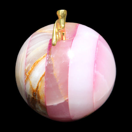 Afghan Jade Onyx hand-carved Apple varieties 75mm 384-414g in sunlight - Rocks and Things Store