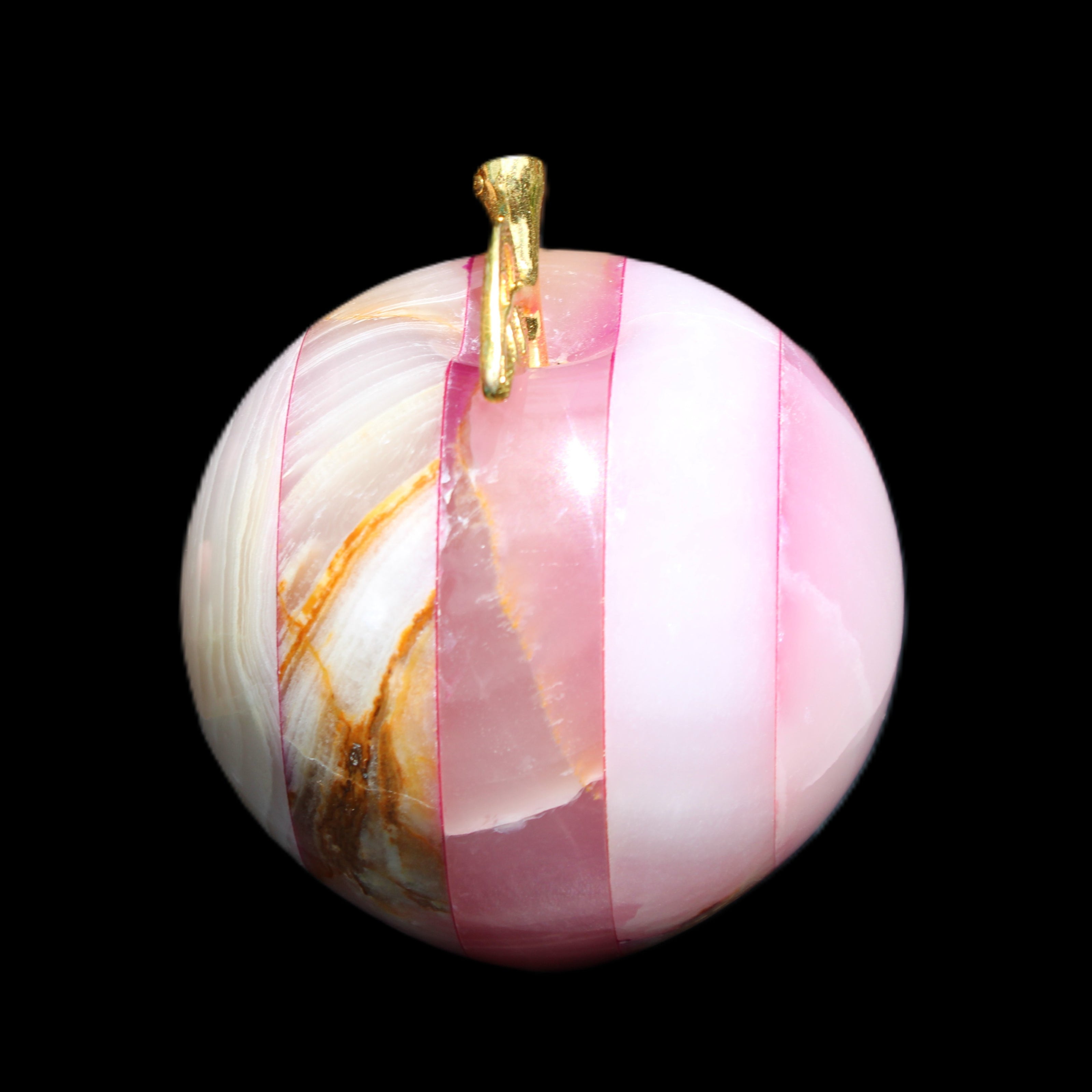 Afghan Jade Onyx hand-carved Apple varieties 75mm 384-414g in sunlight - Rocks and Things Store