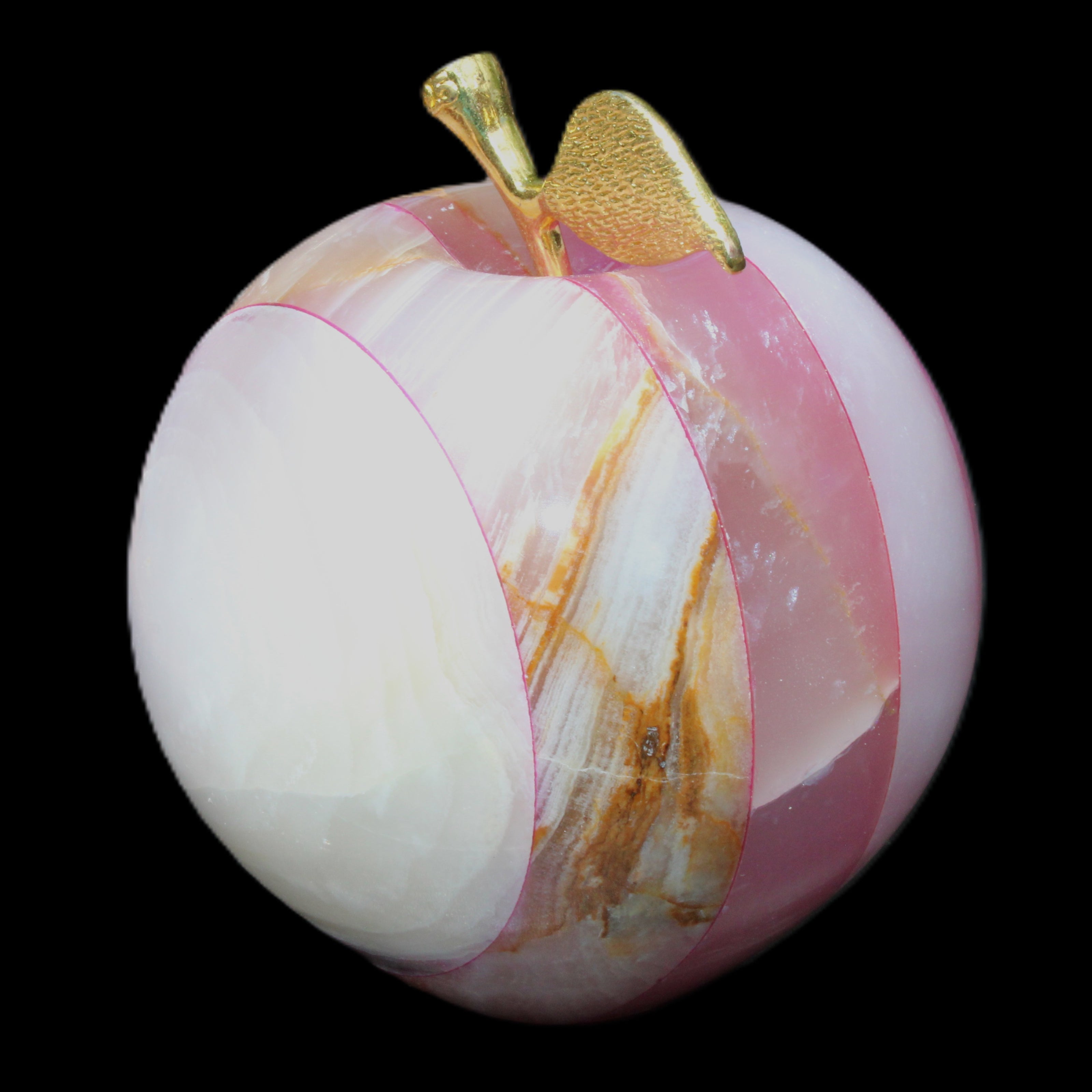 Afghan Jade Onyx hand-carved Apple varieties 75mm 384-414g in sunlight - Rocks and Things Store