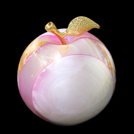 Afghan Jade Onyx hand-carved Apple varieties 75mm 384-414g in sunlight - Rocks and Things Store