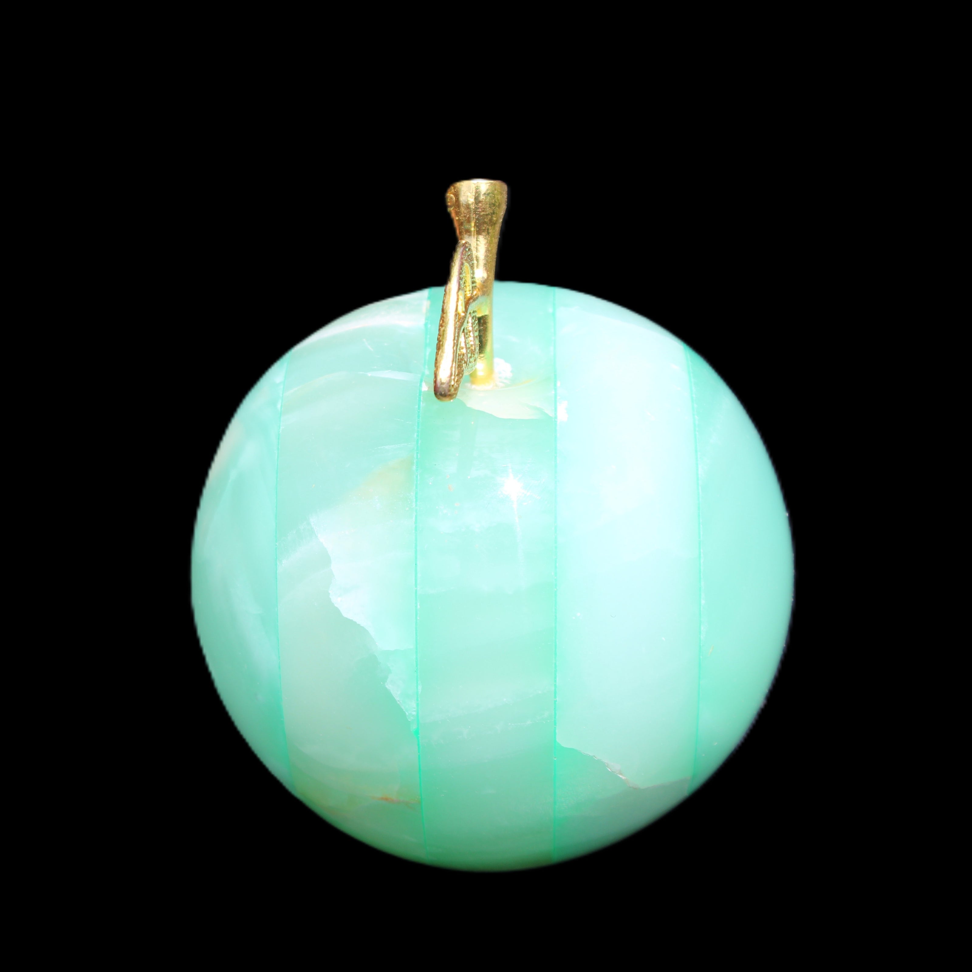 Afghan Jade Onyx hand-carved Apple varieties 75mm 384-414g in sunlight - Rocks and Things Store