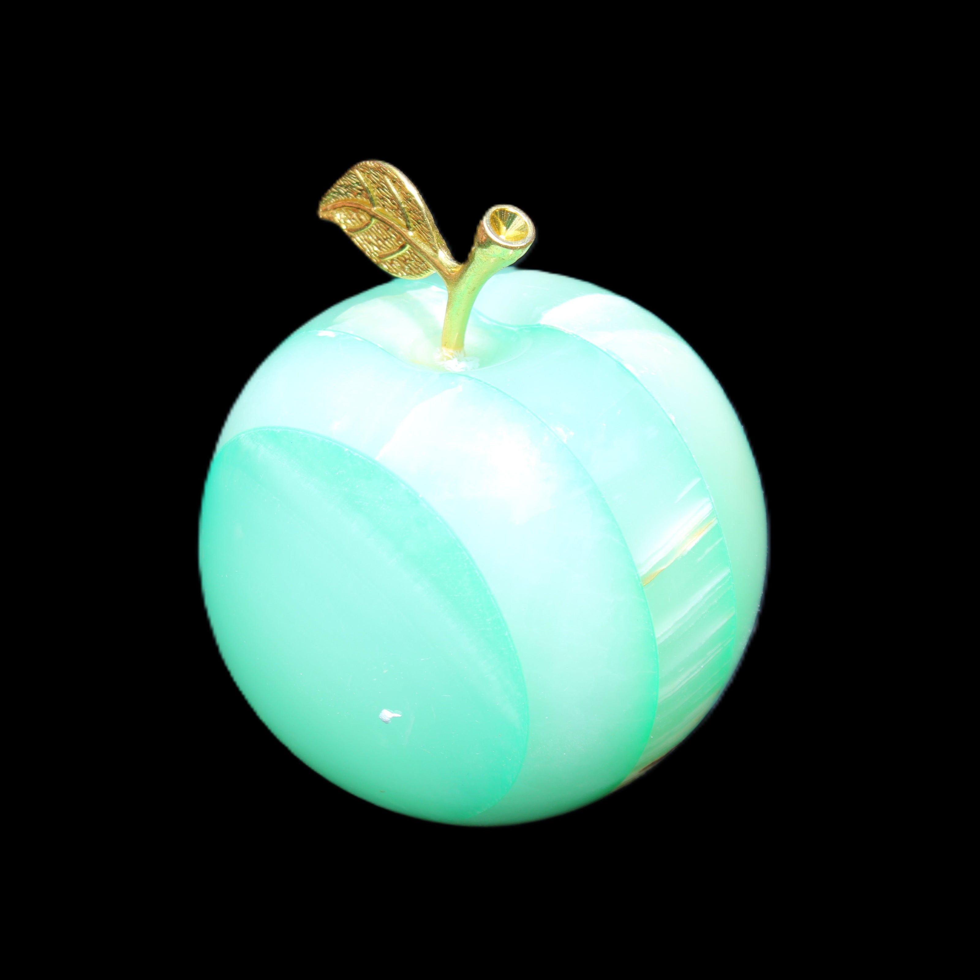 Afghan Jade Onyx hand-carved Apple varieties 75mm 384-414g in sunlight - Rocks and Things Store