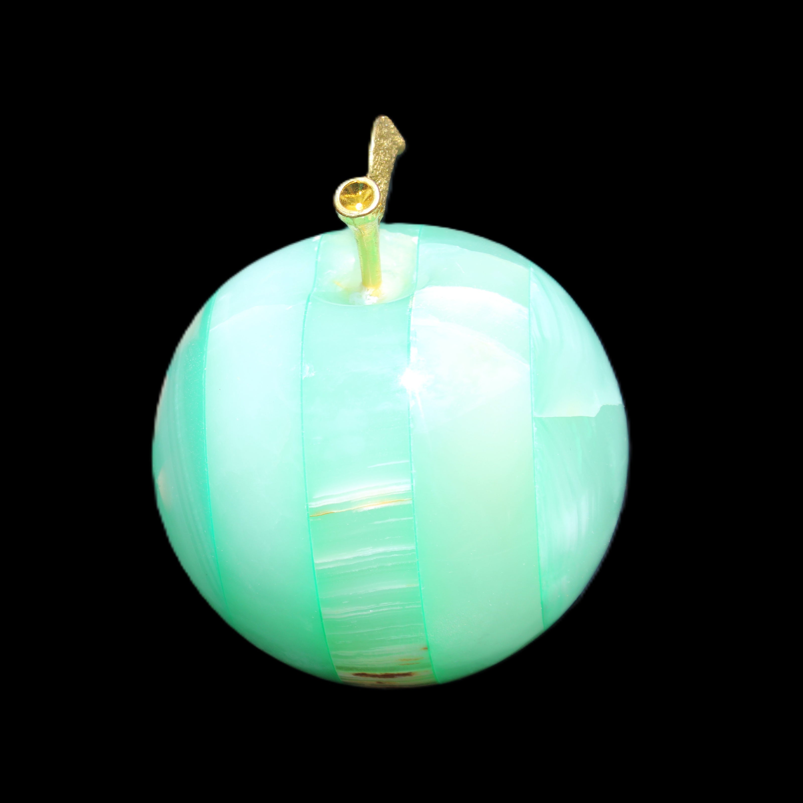 Afghan Jade Onyx hand-carved Apple varieties 75mm 384-414g in sunlight - Rocks and Things Store