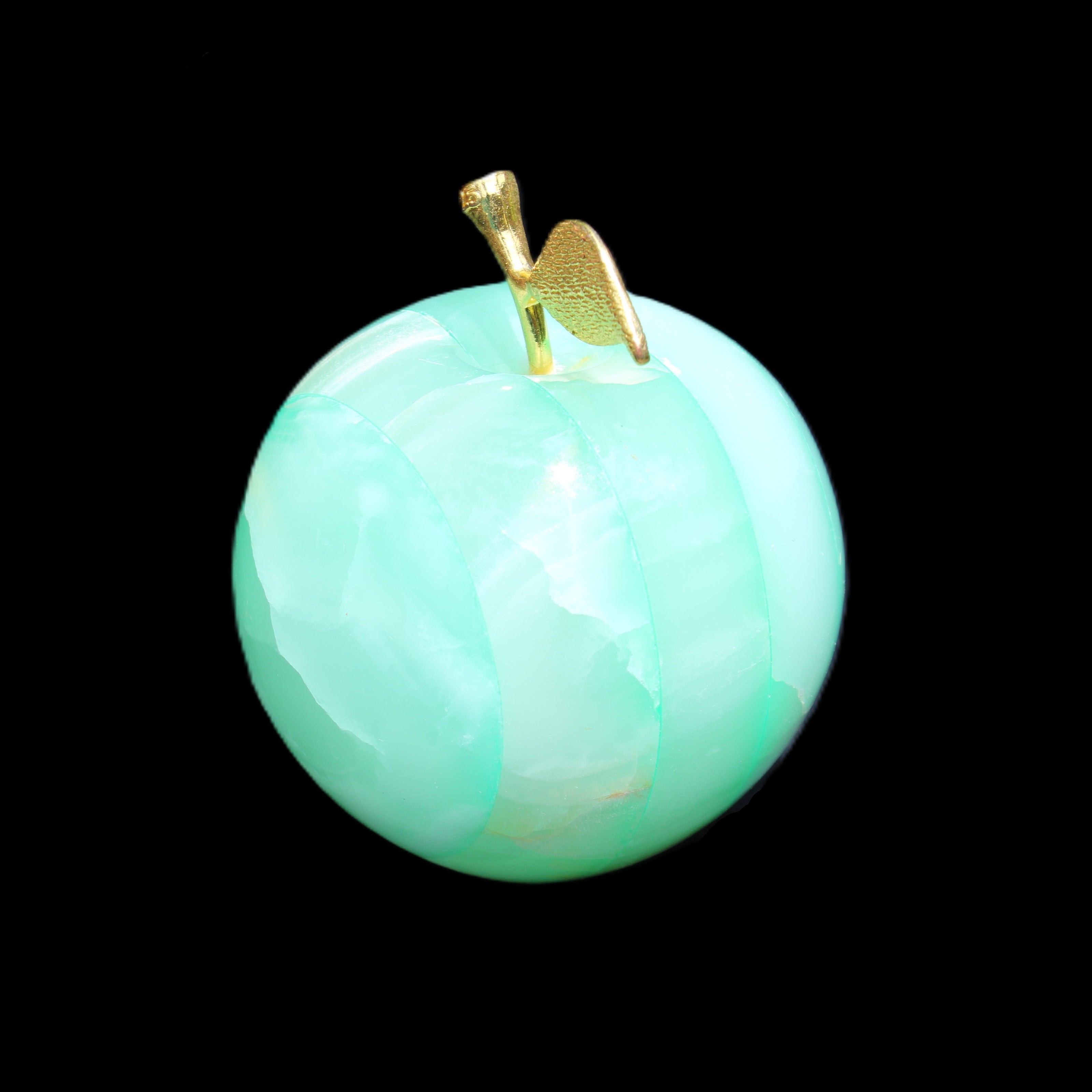 Afghan Jade Onyx hand-carved Apple varieties 75mm 384-414g in sunlight - Rocks and Things Store