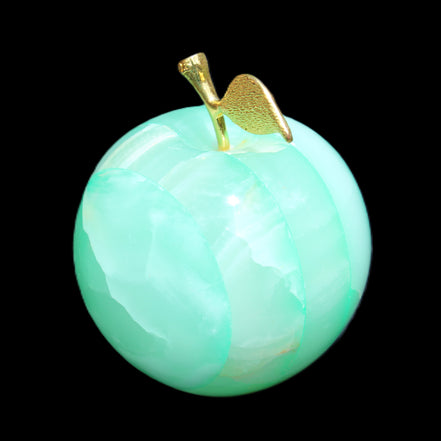 Afghan Jade Onyx hand-carved Apple varieties 75mm 384-414g in sunlight - Rocks and Things Store