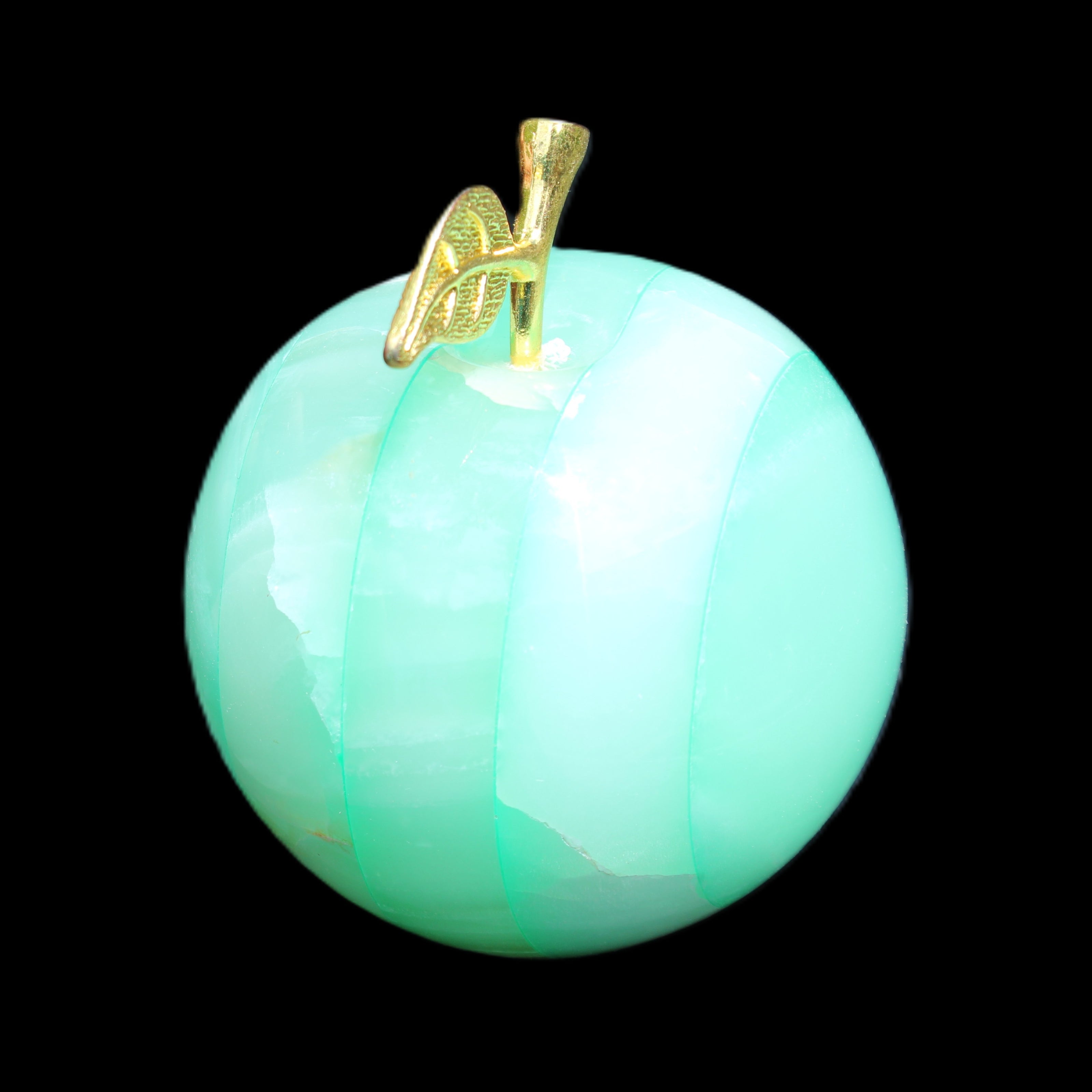 Afghan Jade Onyx hand-carved Apple varieties 75mm 384-414g in sunlight - Rocks and Things Store