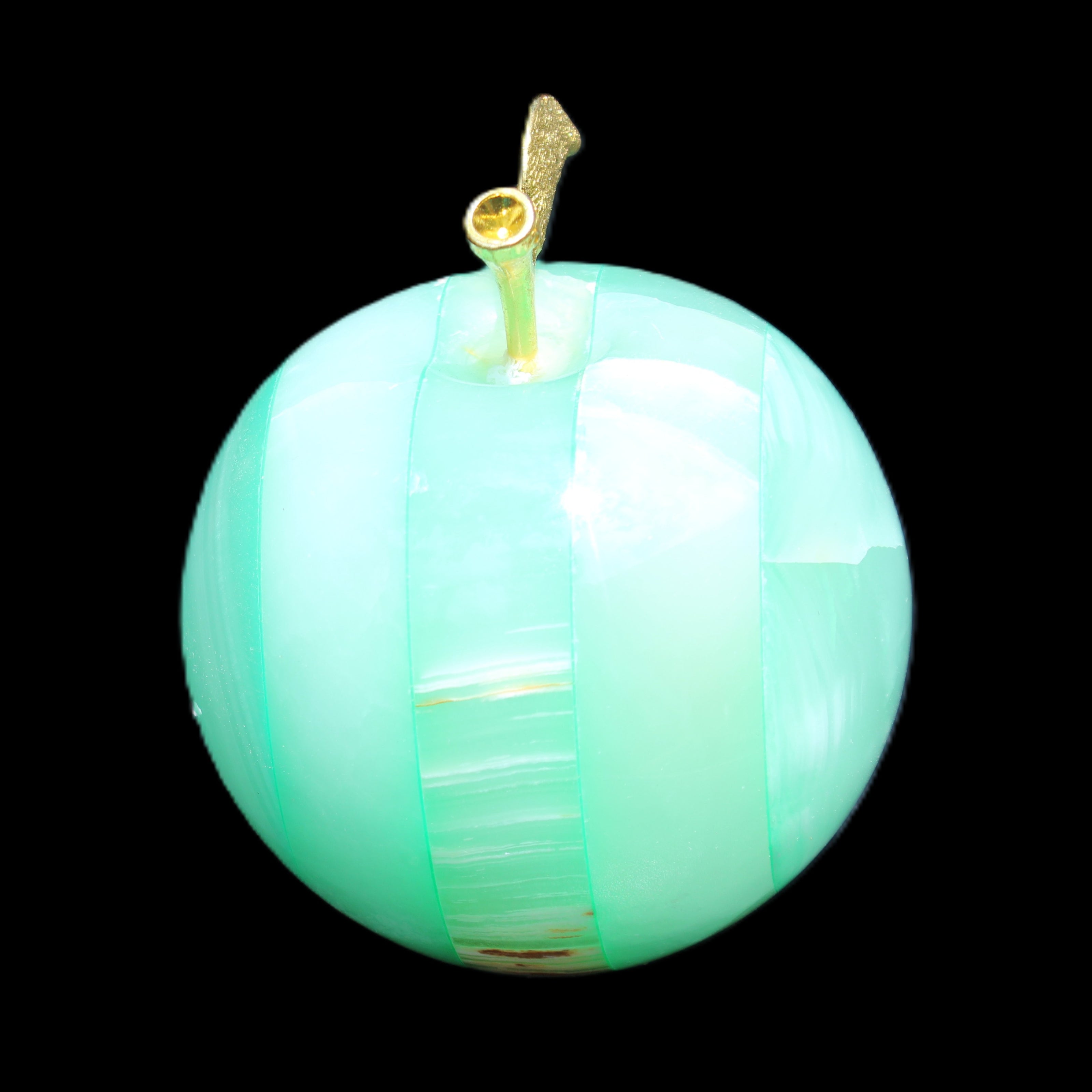 Afghan Jade Onyx hand-carved Apple varieties 75mm 384-414g in sunlight - Rocks and Things Store