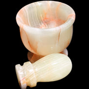 Afghan Jade hand-carved Mortar & Pestle 290-310g in sunlight - Rocks and Things Store