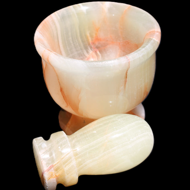 Afghan Jade hand-carved Mortar & Pestle 290-310g in sunlight - Rocks and Things Store