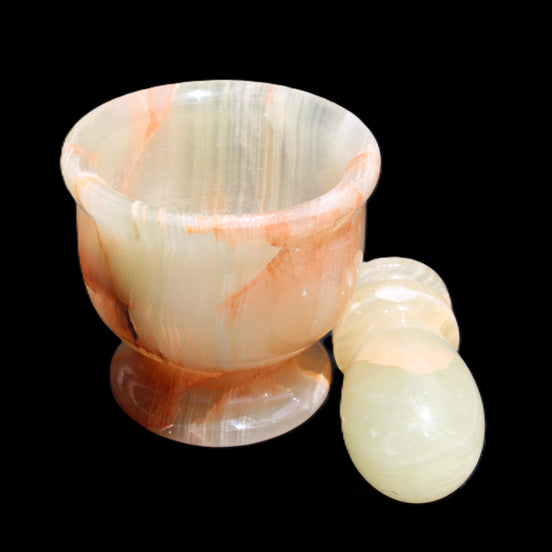 Afghan Jade hand-carved Mortar & Pestle 290-310g in sunlight - Rocks and Things Store