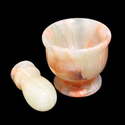 Afghan Jade hand-carved Mortar & Pestle 290-310g in sunlight - Rocks and Things Store