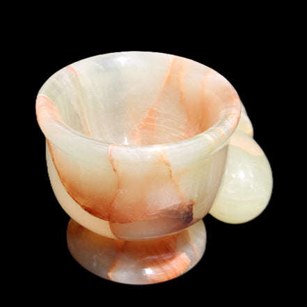 Afghan Jade hand-carved Mortar & Pestle 290-310g in sunlight - Rocks and Things Store