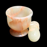 Afghan Jade hand-carved Mortar & Pestle 290-310g in sunlight - Rocks and Things Store