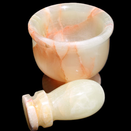 Afghan Jade hand-carved Mortar & Pestle 290-310g in sunlight - Rocks and Things Store