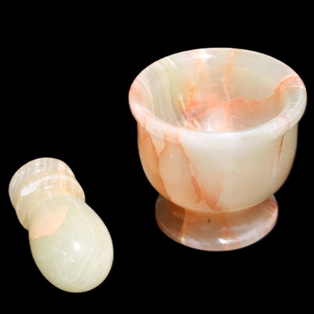 Afghan Jade hand-carved Mortar & Pestle 290-310g in sunlight - Rocks and Things Store