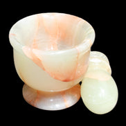 Afghan Jade hand-carved Mortar & Pestle 290-310g in sunlight - Rocks and Things Store