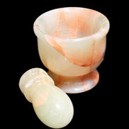 Afghan Jade hand-carved Mortar & Pestle 290-310g in sunlight - Rocks and Things Store