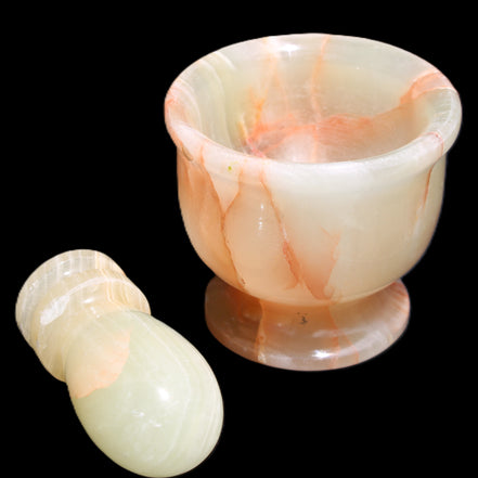 Afghan Jade hand-carved Mortar & Pestle 290-310g in sunlight - Rocks and Things Store