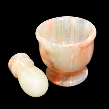 Afghan Jade hand-carved Mortar & Pestle 290-310g in sunlight - Rocks and Things Store