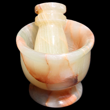 Afghan Jade hand-carved Mortar & Pestle 290-310g in sunlight - Rocks and Things Store