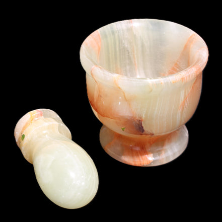 Afghan Jade hand-carved Mortar & Pestle 290-310g in sunlight - Rocks and Things Store