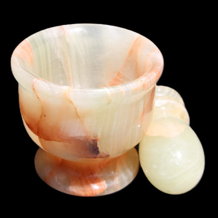 Afghan Jade hand-carved Mortar & Pestle 290-310g in sunlight - Rocks and Things Store