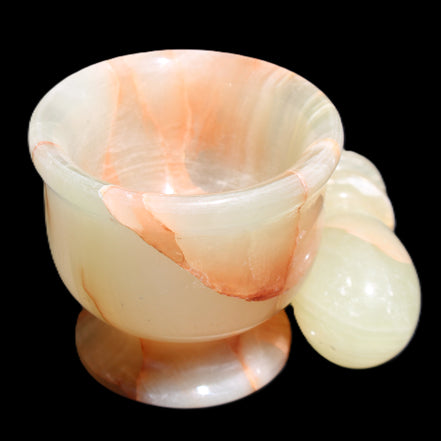 Afghan Jade hand-carved Mortar & Pestle 290-310g in sunlight - Rocks and Things Store