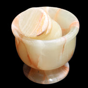 Afghan Jade hand-carved Mortar & Pestle 290-310g in sunlight - Rocks and Things Store