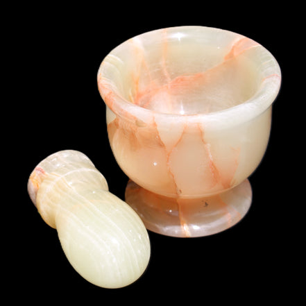 Afghan Jade hand-carved Mortar & Pestle 290-310g in sunlight - Rocks and Things Store