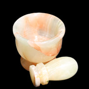 Afghan Jade hand-carved Mortar & Pestle 290-310g in sunlight - Rocks and Things Store