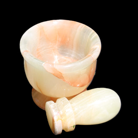 Afghan Jade hand-carved Mortar & Pestle 290-310g in sunlight - Rocks and Things Store