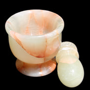 Afghan Jade hand-carved Mortar & Pestle 290-310g in sunlight - Rocks and Things Store