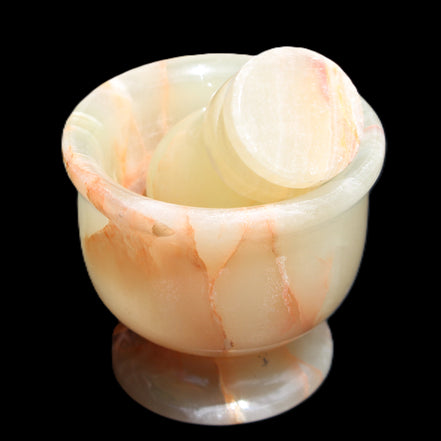 Afghan Jade hand-carved Mortar & Pestle 290-310g in sunlight - Rocks and Things Store