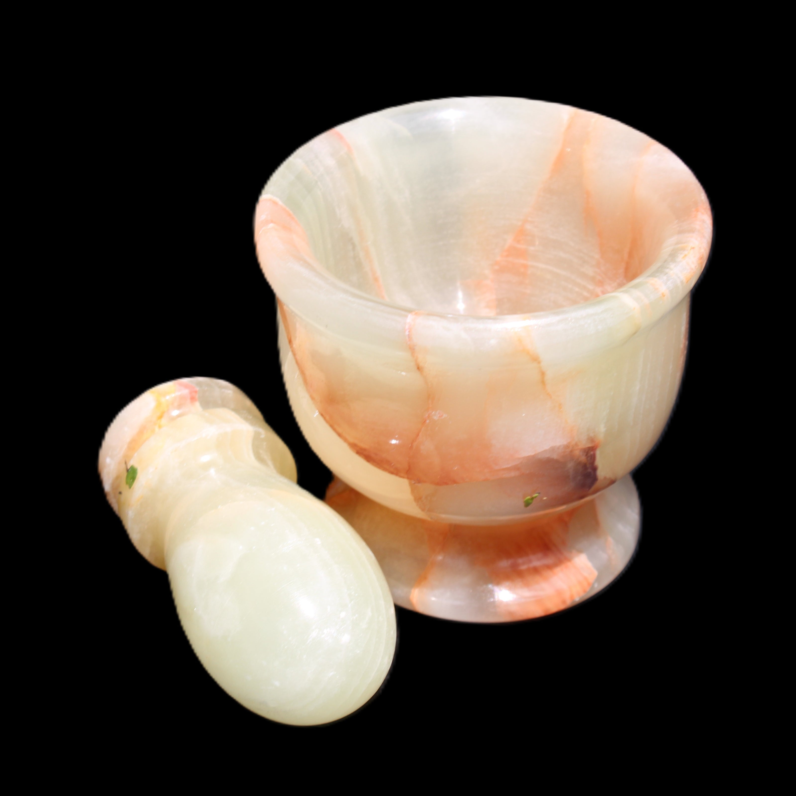 Afghan Jade hand-carved Mortar & Pestle 290-310g in sunlight - Rocks and Things Store