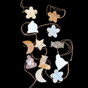 Christmas tree decoration shapes - 12 mixed: Afghan Jade, Jade, Fossil 35-40mm 170g in sunlight - Rocks and Things Store