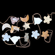 Christmas tree decoration shapes - 12 mixed: Afghan Jade, Jade, Fossil 35-40mm 170g in sunlight - Rocks and Things Store