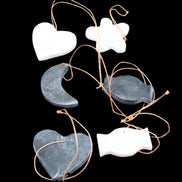 Christmas tree decoration shapes - 3 Black & 3 White Jade 38-48mm 80-90g in sunlight - Rocks and Things Store