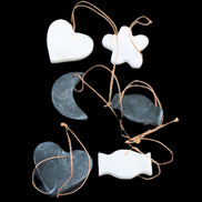 Christmas tree decoration shapes - 3 Black & 3 White Jade 38-48mm 80-90g in sunlight - Rocks and Things Store