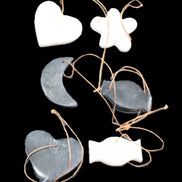 Christmas tree decoration shapes - 3 Black & 3 White Jade 38-48mm 80-90g in sunlight - Rocks and Things Store