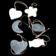 Christmas tree decoration shapes - 3 Black & 3 White Jade 38-48mm 80-90g in sunlight - Rocks and Things Store