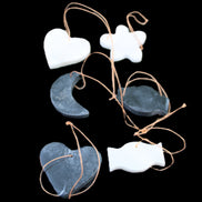 Christmas tree decoration shapes - 3 Black & 3 White Jade 38-48mm 80-90g in sunlight - Rocks and Things Store